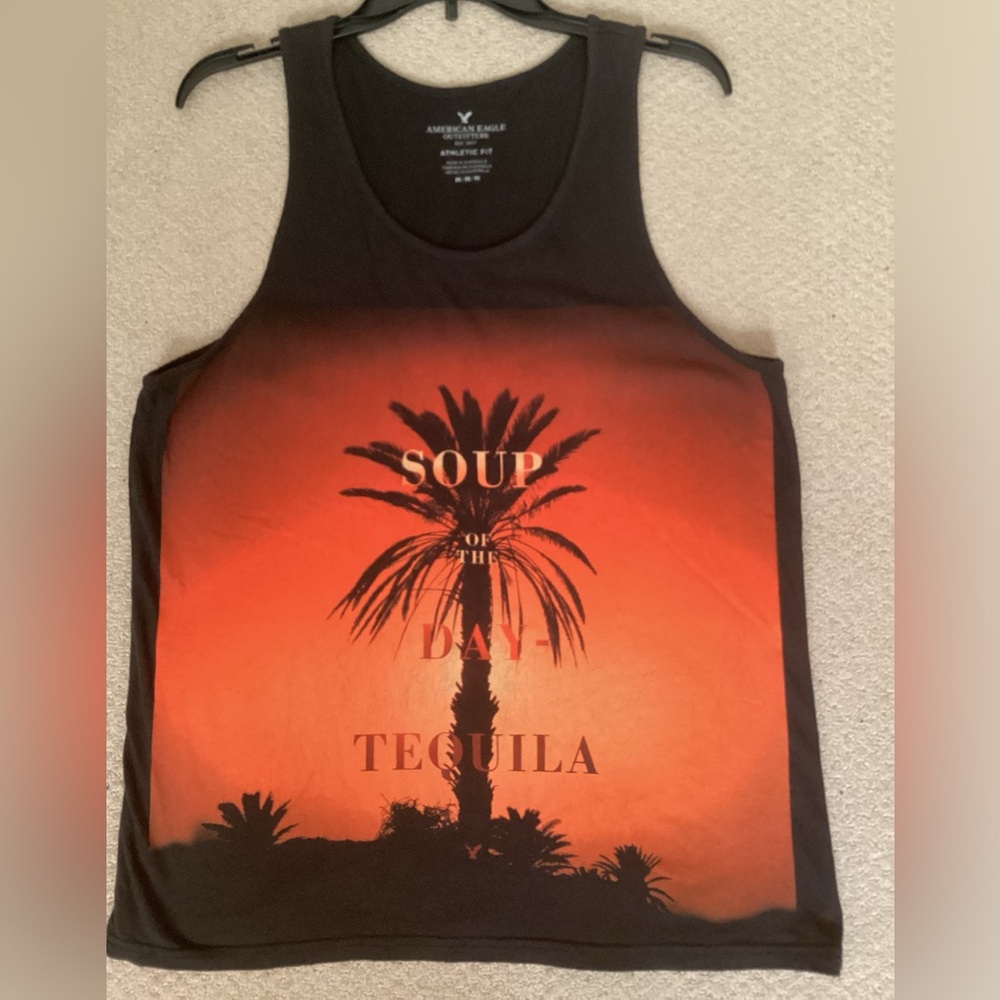 ♦️ Men’s American Eagle tequila tank Sz M tropical sunset palm tree AE